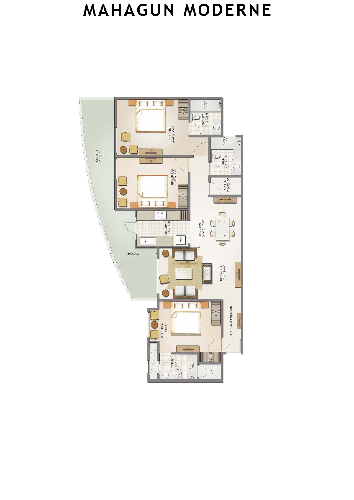 Mahagun Moderne Siena Unit 9 (Type HIG-VIII) Floor Plan