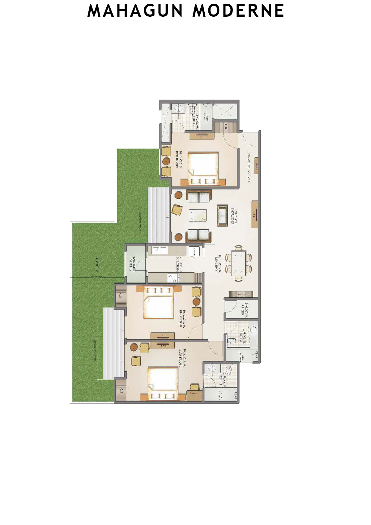 Mahagun Moderne Valecia Unit 71 (Type HIG-II GR) Floor Plan