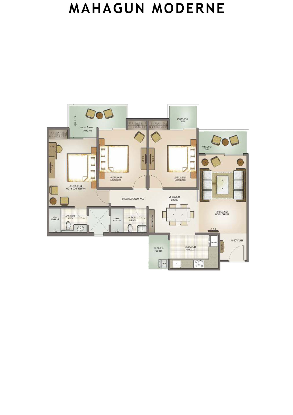 Mahagun Moderne Vasto Unit 46 (Type HIG-IV A) Floor Plan