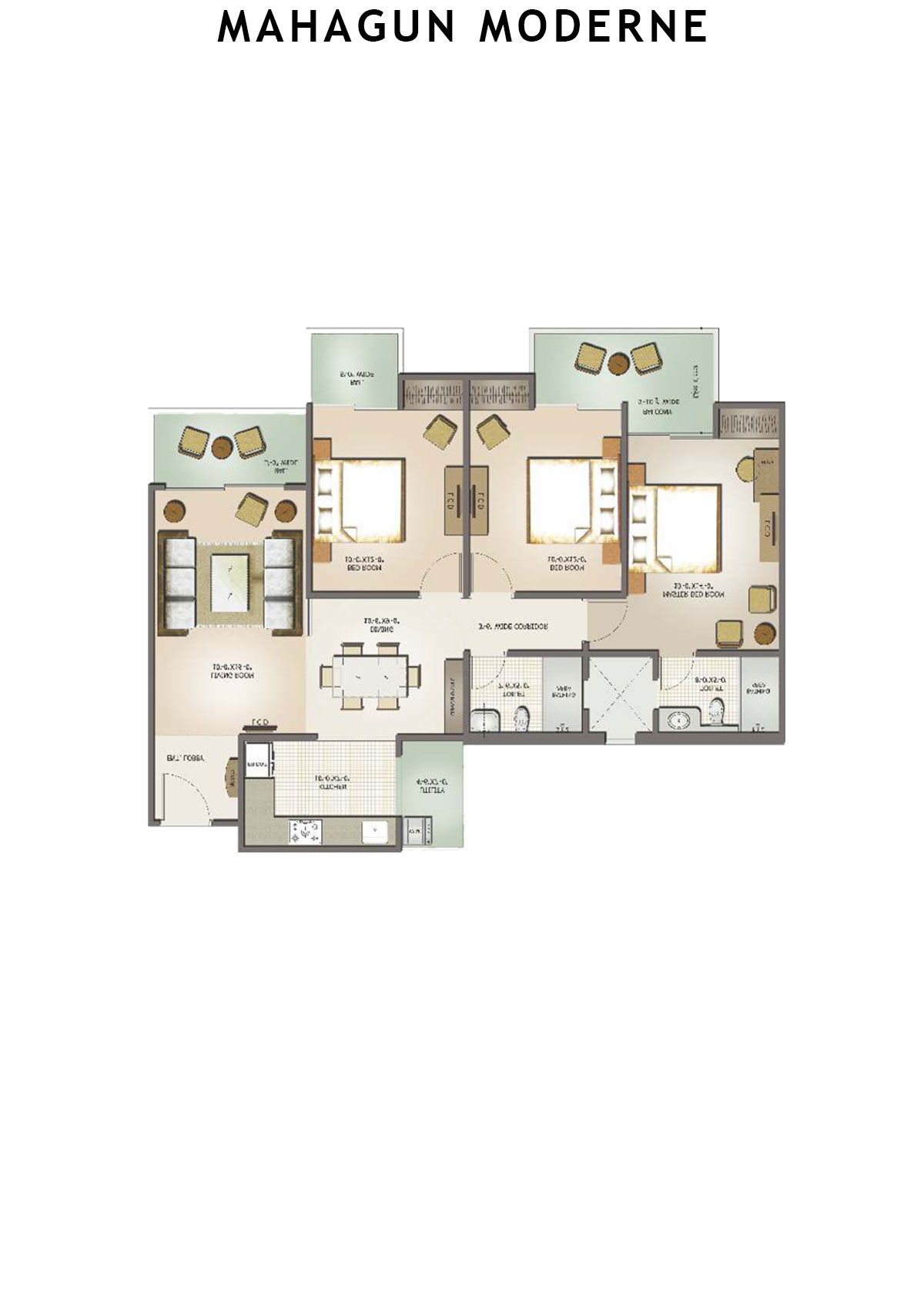 Mahagun Moderne Vasto Unit 47 (Type HIG-IV A) Floor Plan