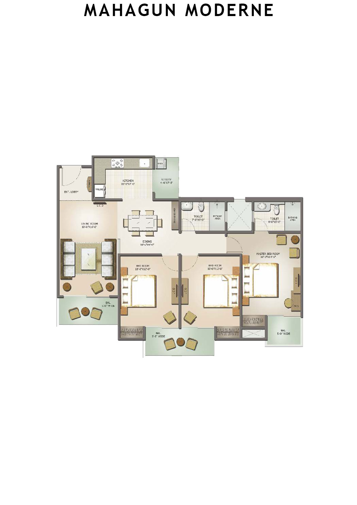 Mahagun Moderne Vasto Unit 48 (Type HIG-IV) Floor Plan