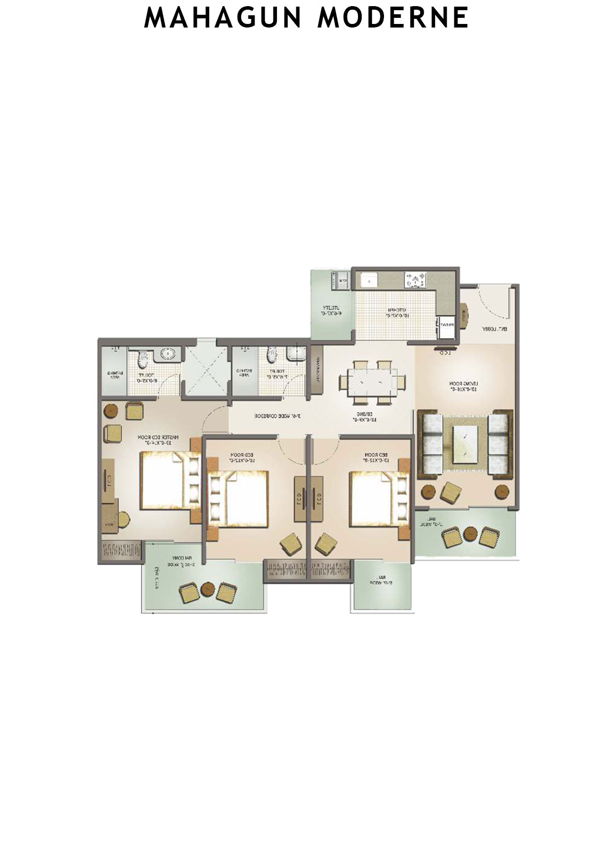 Mahagun Moderne Vasto Unit 49 (Type HIG-IV A) Floor Plan