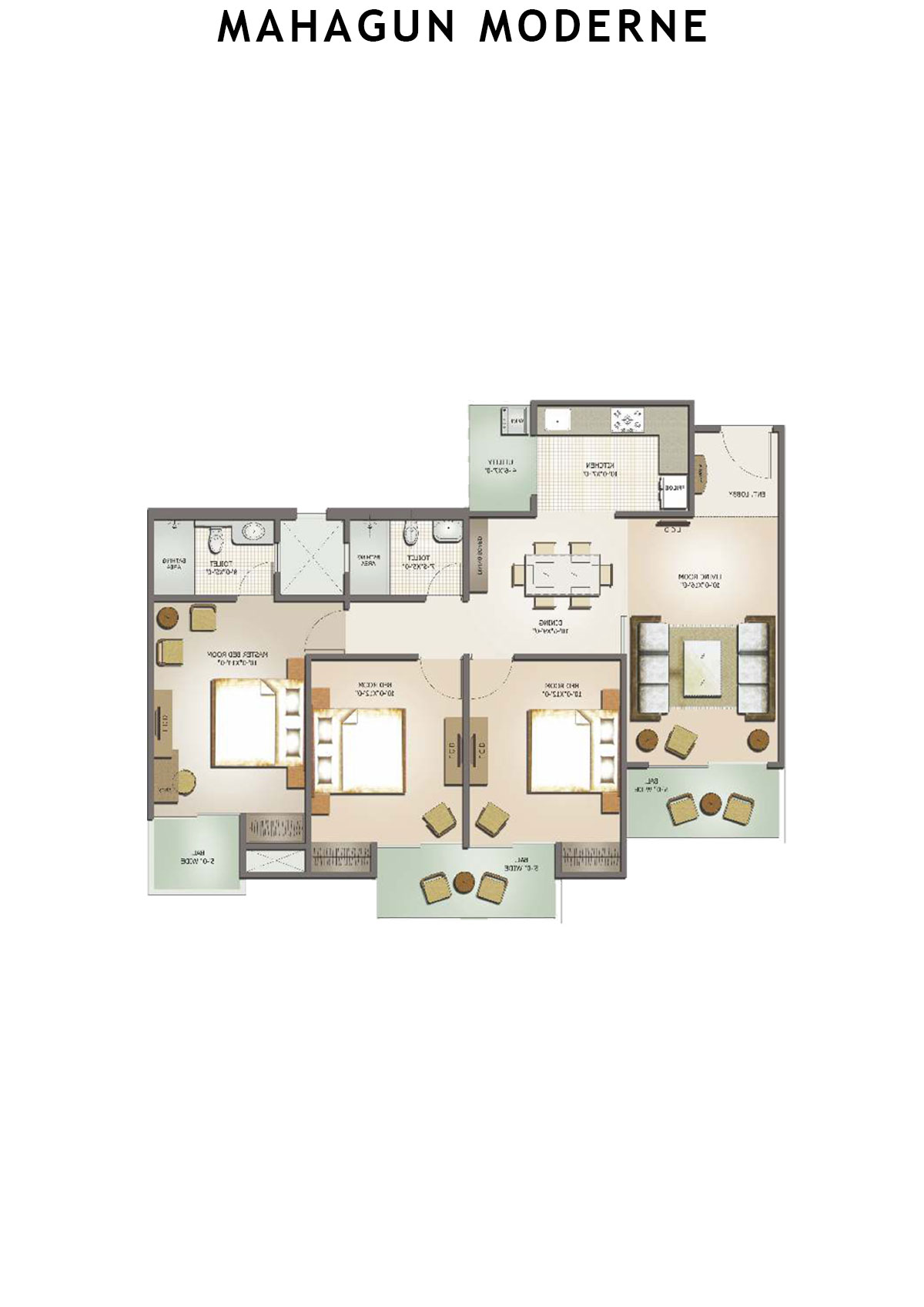 Mahagun Moderne Vasto Unit 49 (Type HIG-IV) Floor Plan
