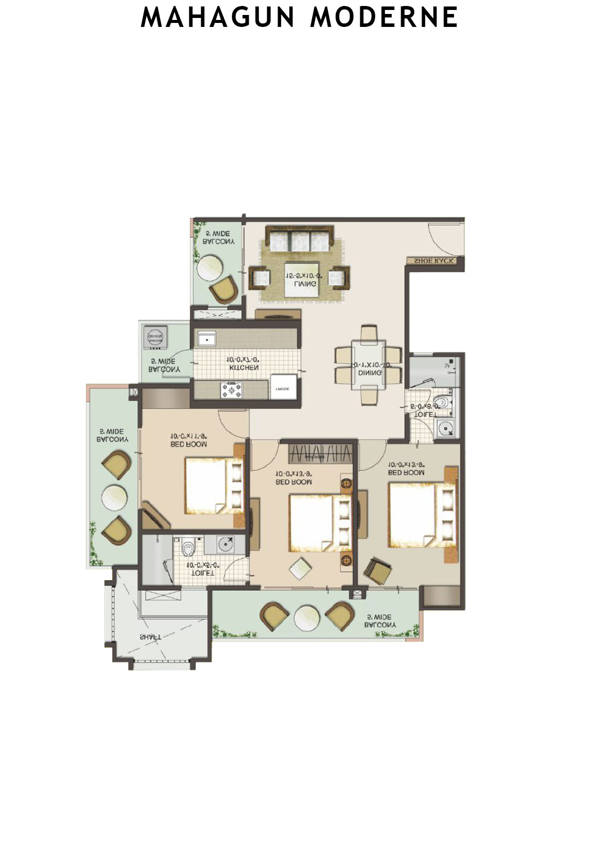 Mahagun Moderne Verona Unit 10 (Type HIG-XVIII A) Floor Plan