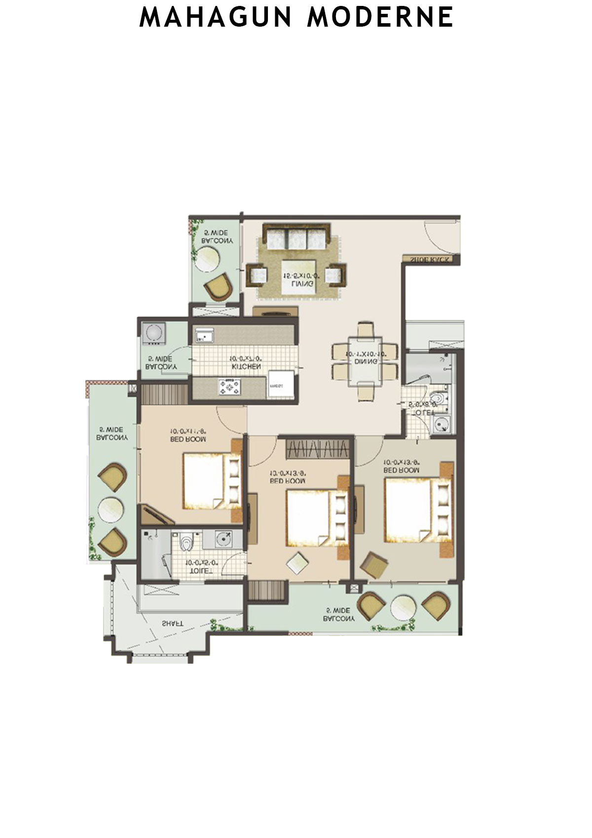 Mahagun Moderne Verona Unit 10 (Type HIG-XVIII B) Floor Plan