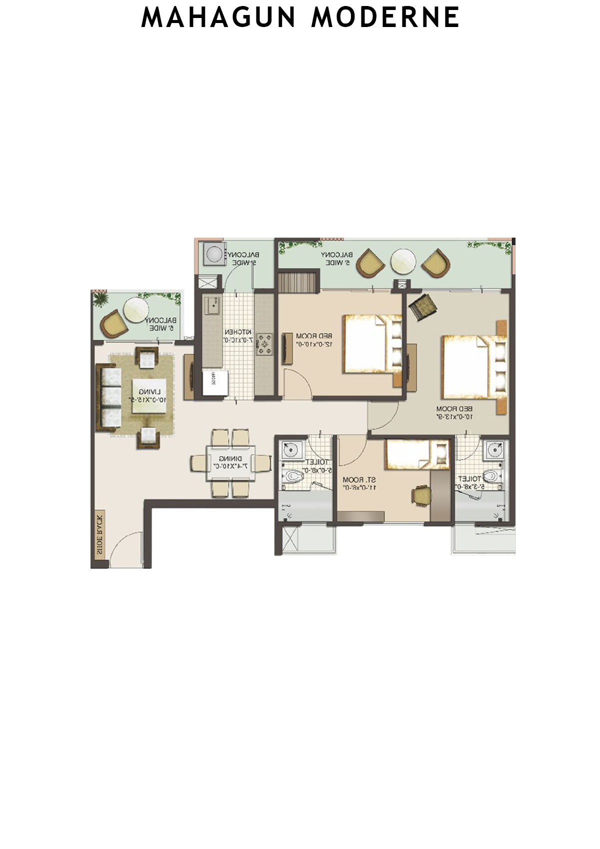Mahagun Moderne Verona Unit 3 (Type HIG-XVII B) Floor Plan