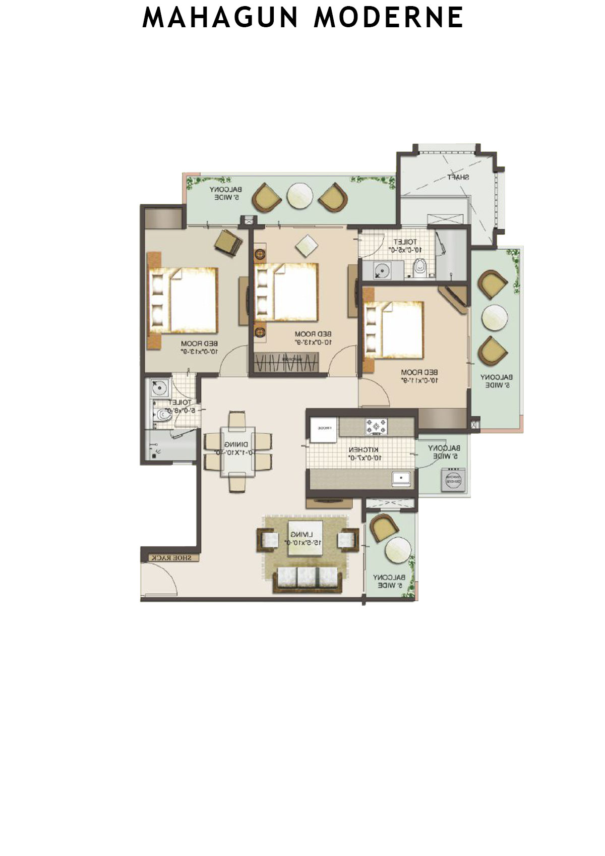 Mahagun Moderne Verona Unit 4 (Type HIG-XVIII A) Floor Plan