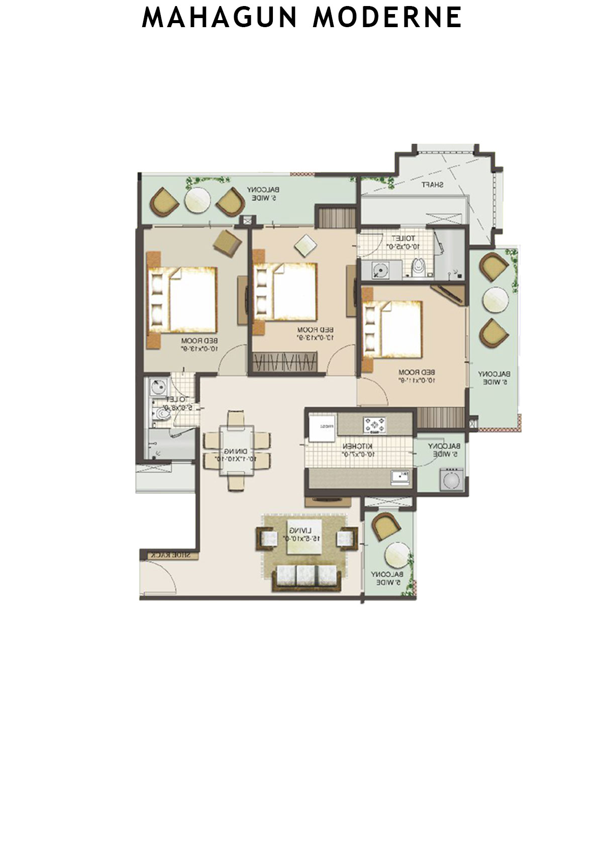 Mahagun Moderne Verona Unit 4 (Type HIG-XVIII B) Floor Plan