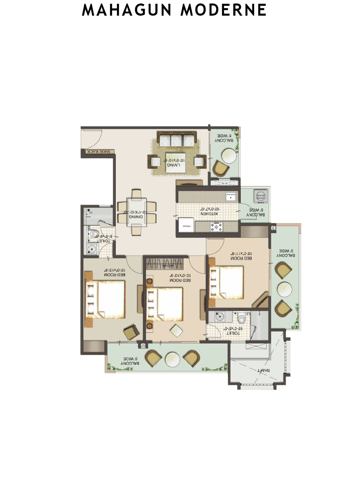 Mahagun Moderne Verona Unit 7 (Type HIG-XVIII A) Floor Plan
