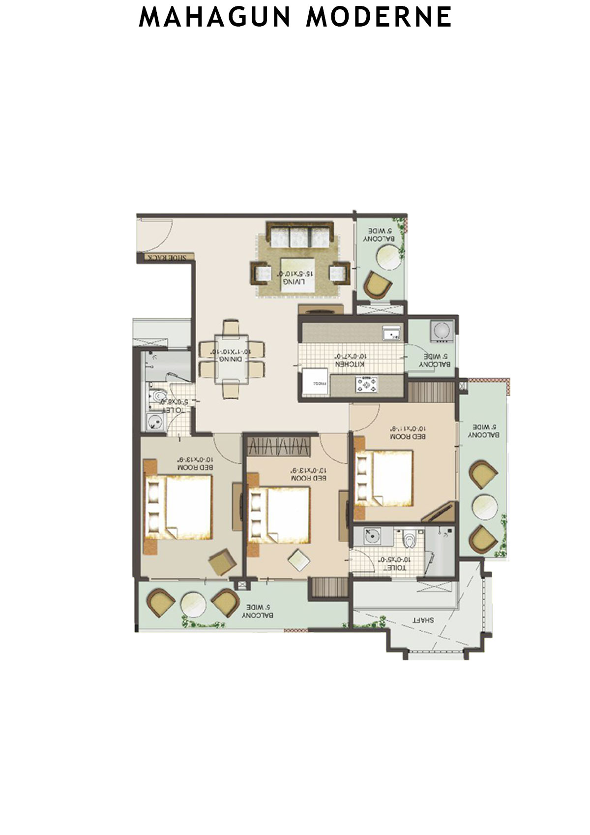 Mahagun Moderne Verona Unit 7 (Type HIG-XVIII B) Floor Plan