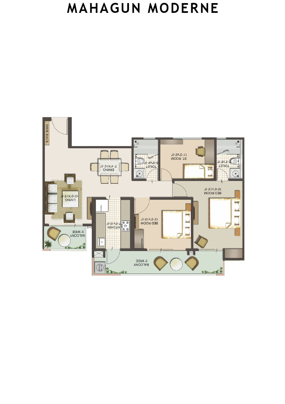 Mahagun Moderne Verona Unit 8 (Type HIG-XVII A) Floor Plan