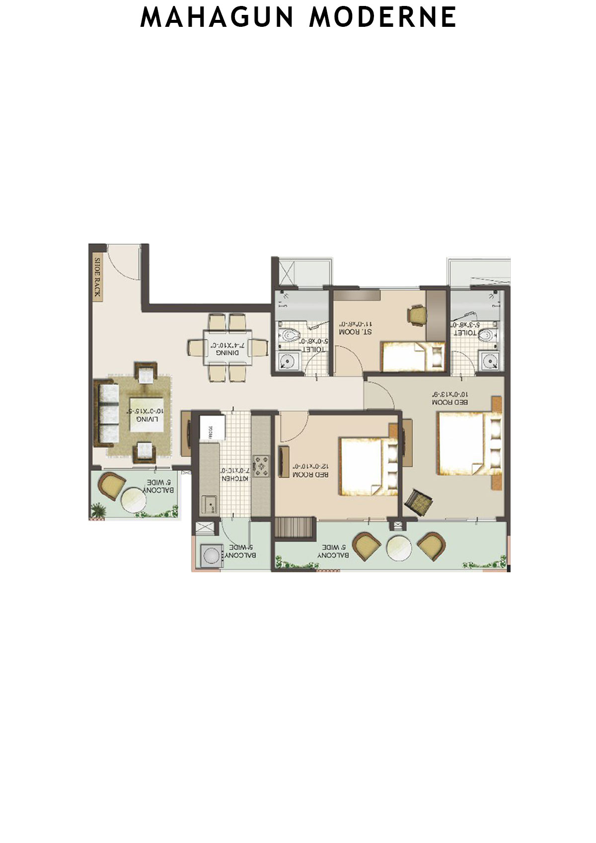 Mahagun Moderne Verona Unit 8 (Type HIG-XVII B) Floor Plan