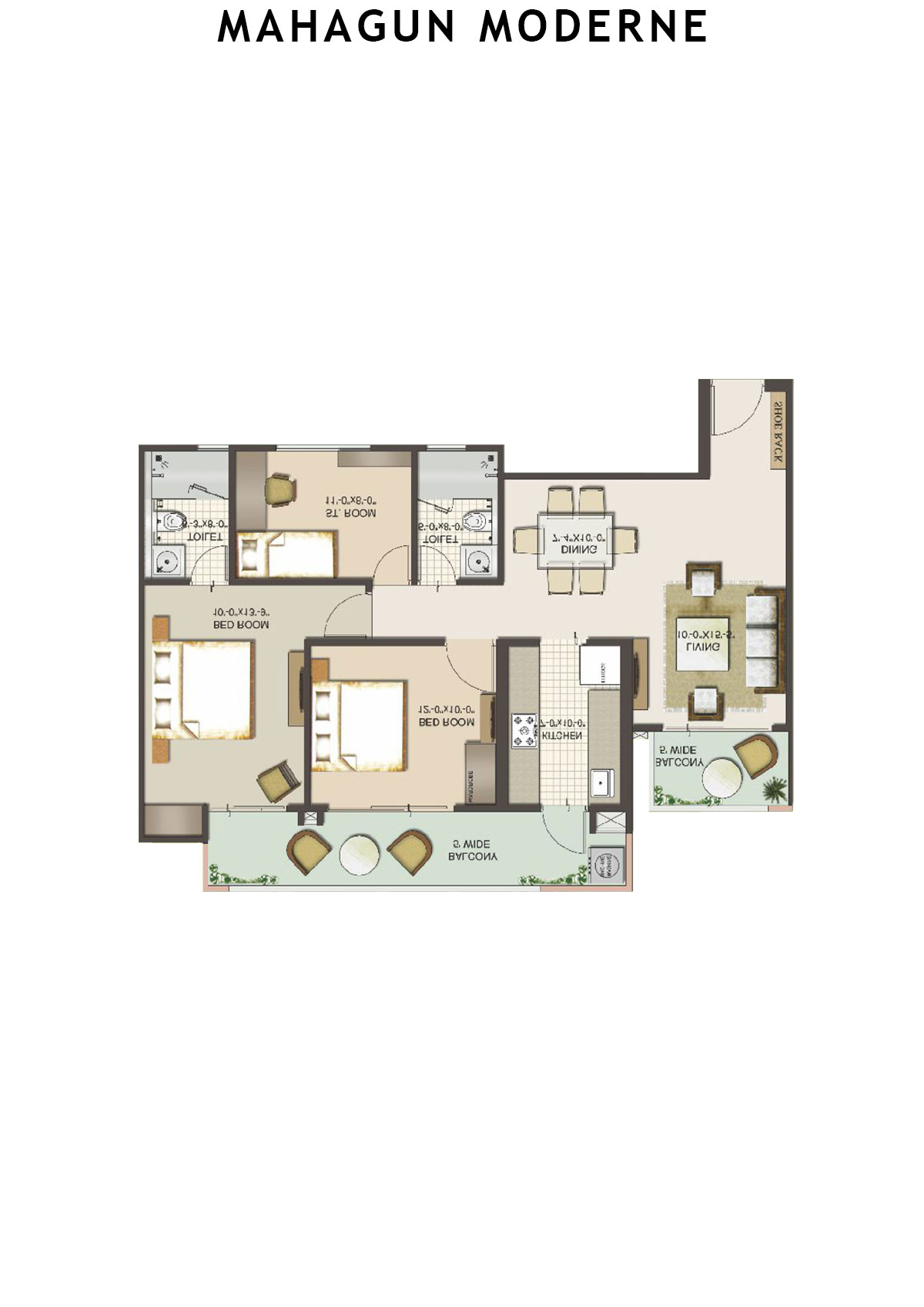 Mahagun Moderne Verona Unit 9 (Type HIG-XVII A) Floor Plan
