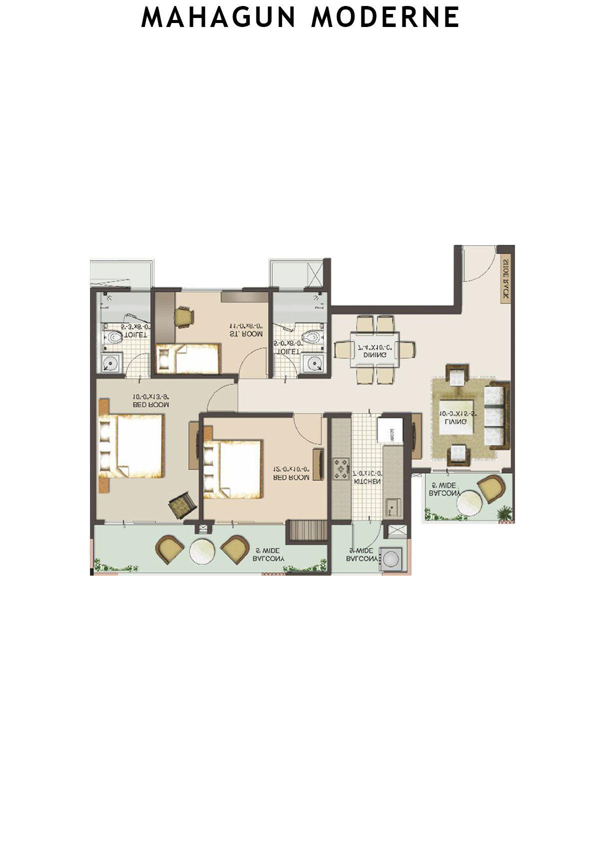 Mahagun Moderne Verona Unit 9 (Type HIG-XVII B) Floor Plan