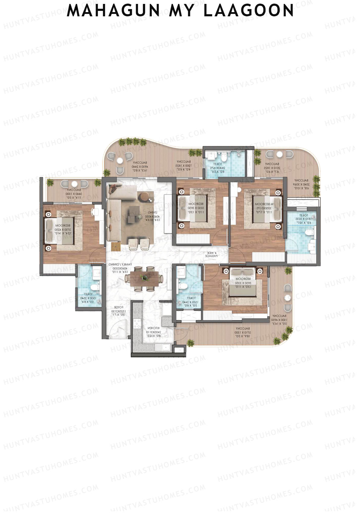 Mahagun My Laagoon Phase 1 Tower 1B Unit 8 (Type 1) Floor Plan
