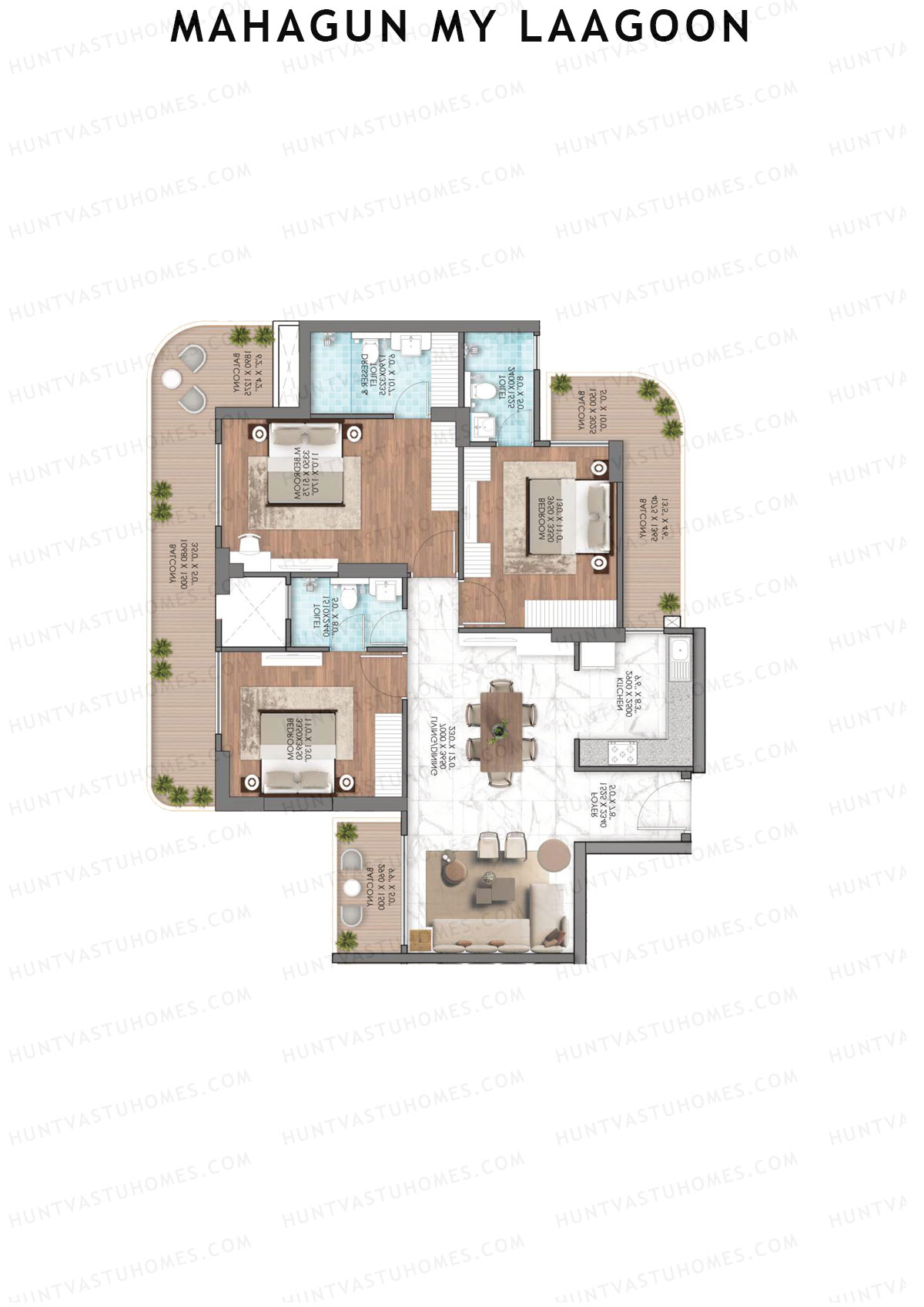 Mahagun My Laagoon Phase 1 Tower 2 Unit 11 (Type 3) Floor Plan