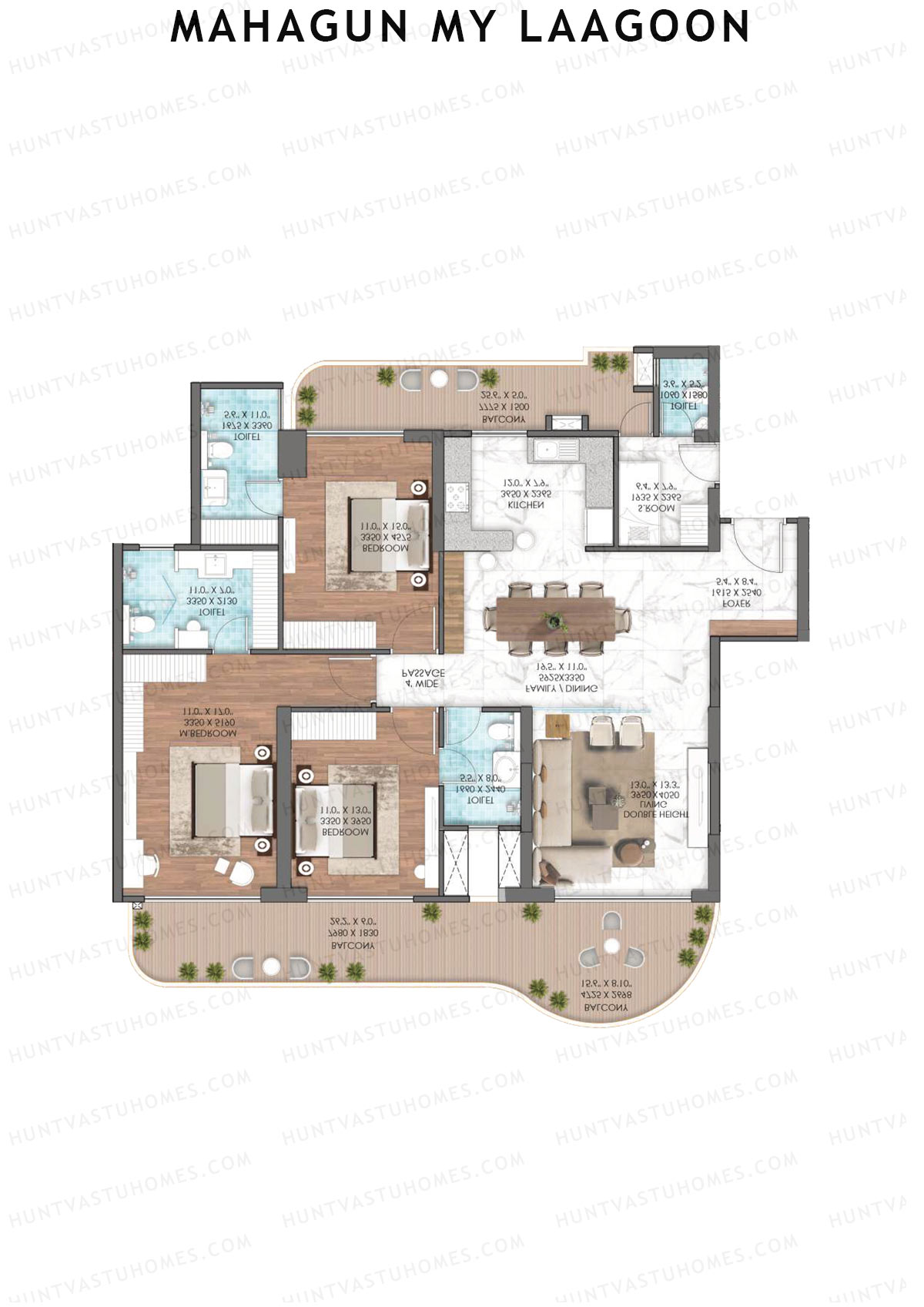 Mahagun My Laagoon Phase 1 Tower 5A Unit 22 (Type 4B) Floor Plan