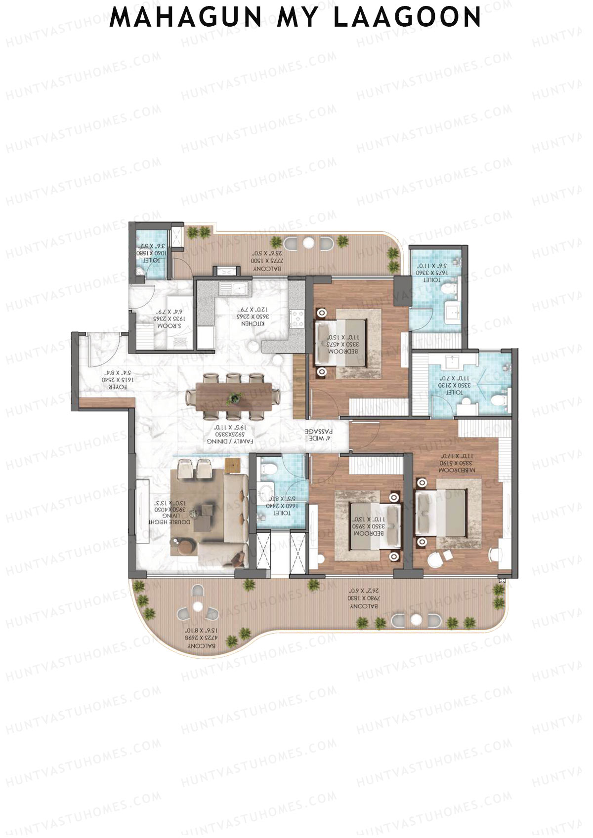Mahagun My Laagoon Phase 1 Tower 5A Unit 23 (Type 4B) Floor Plan