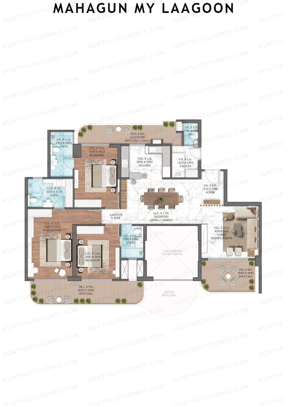 Mahagun My Laagoon Phase 1 Tower 5B Unit 24 (Type 4C) Floor Plan