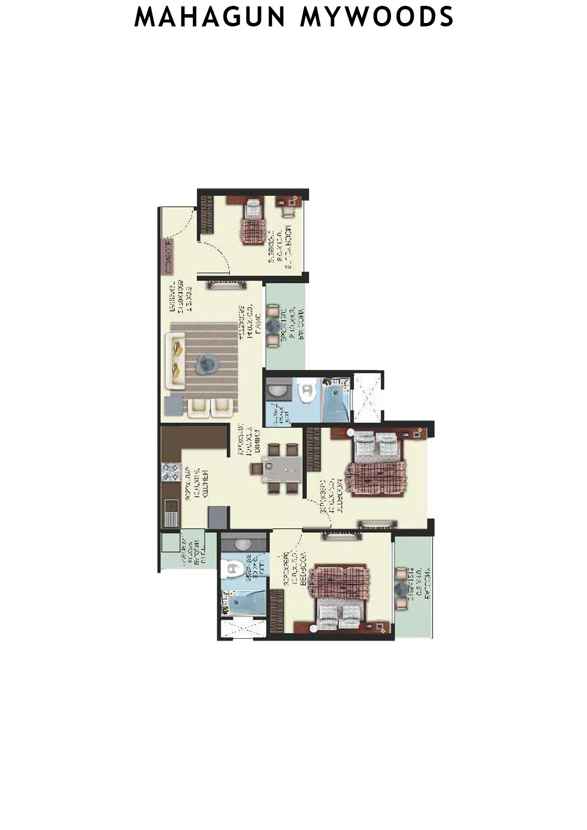 Mahagun Mywoods Alpine Unit 106 (Type  MIG-2) Floor Plan