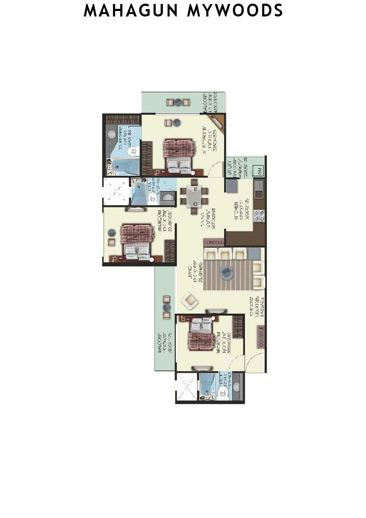 Mahagun Mywoods Alpine Unit 110 (Type  HIG-3) Floor Plan