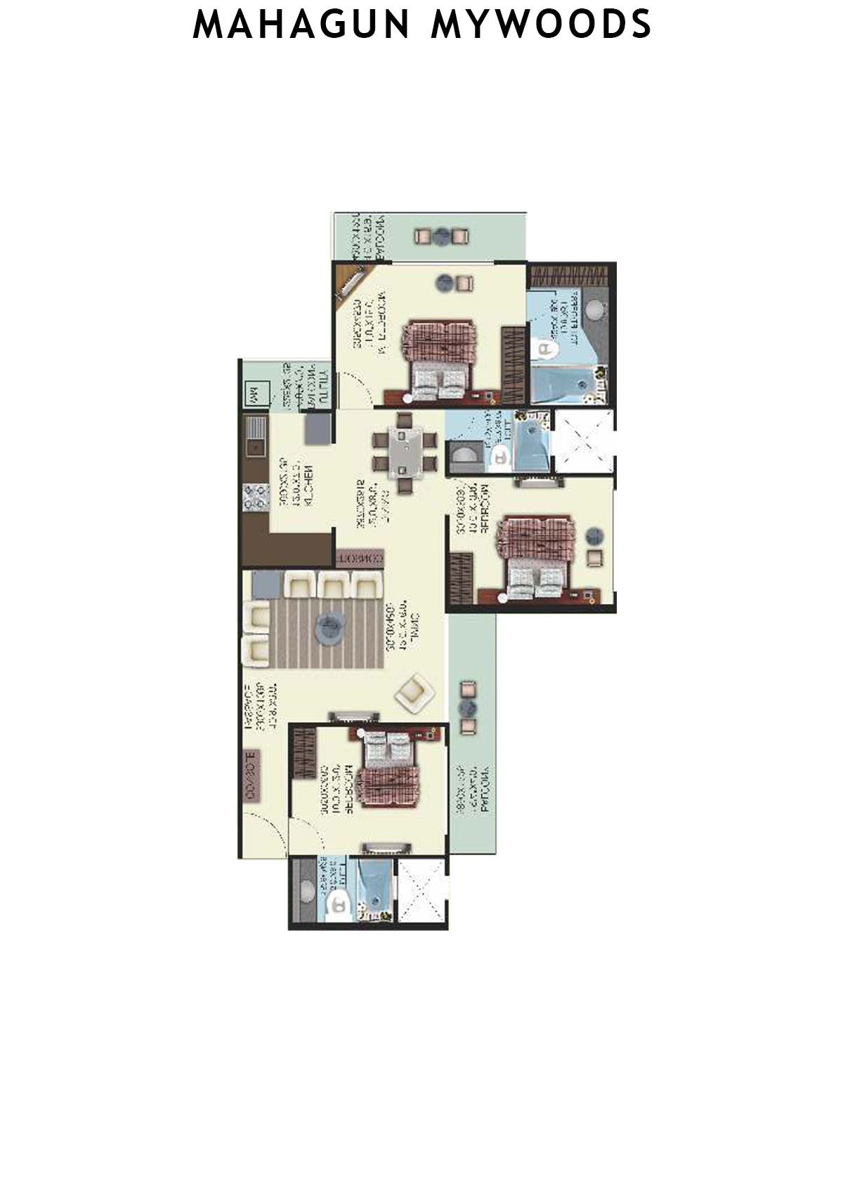 Mahagun Mywoods Alpine Unit 111 (Type  HIG-3) Floor Plan