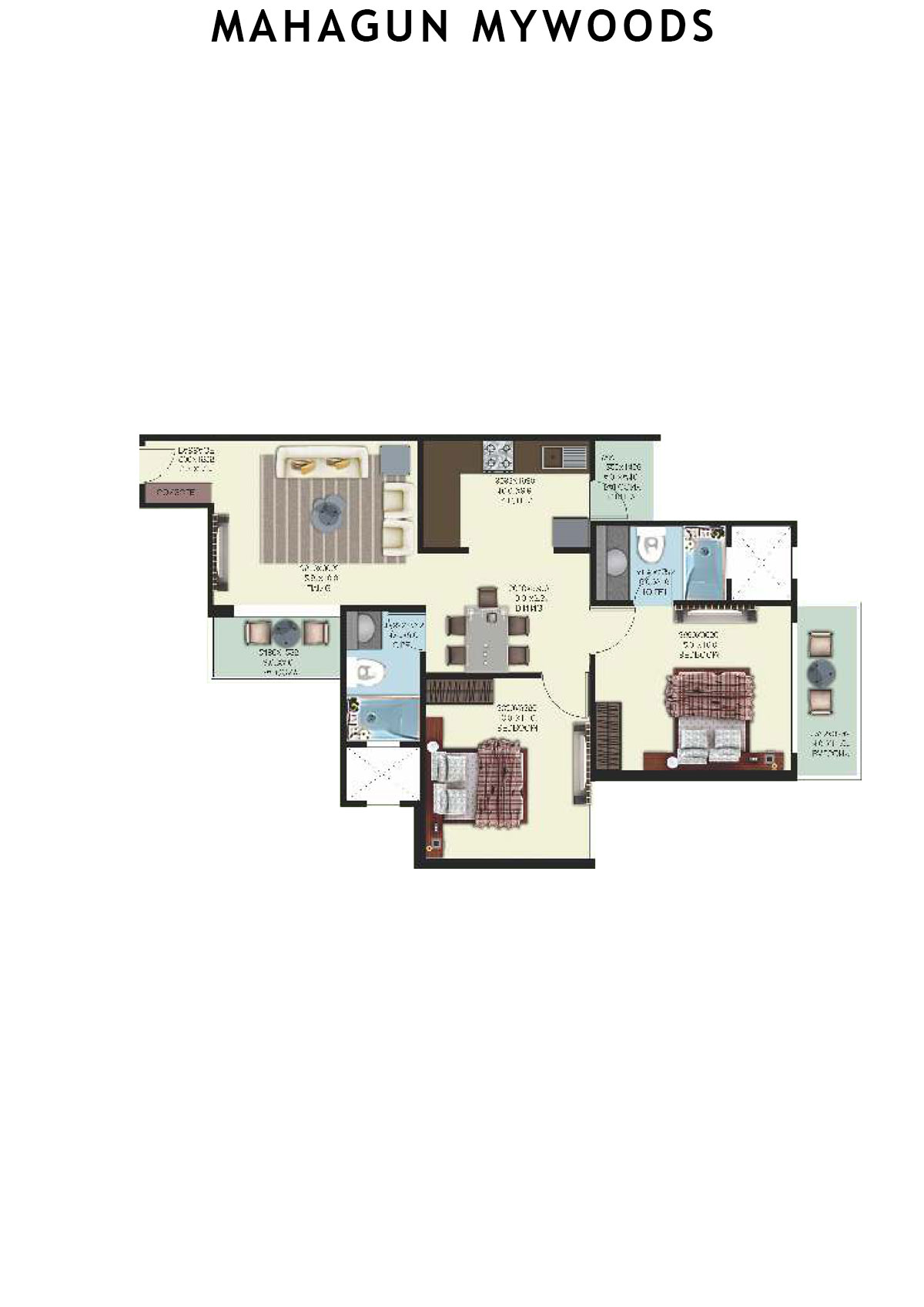 Mahagun Mywoods Alpine Unit 114 (Type  MIG-1) Floor Plan
