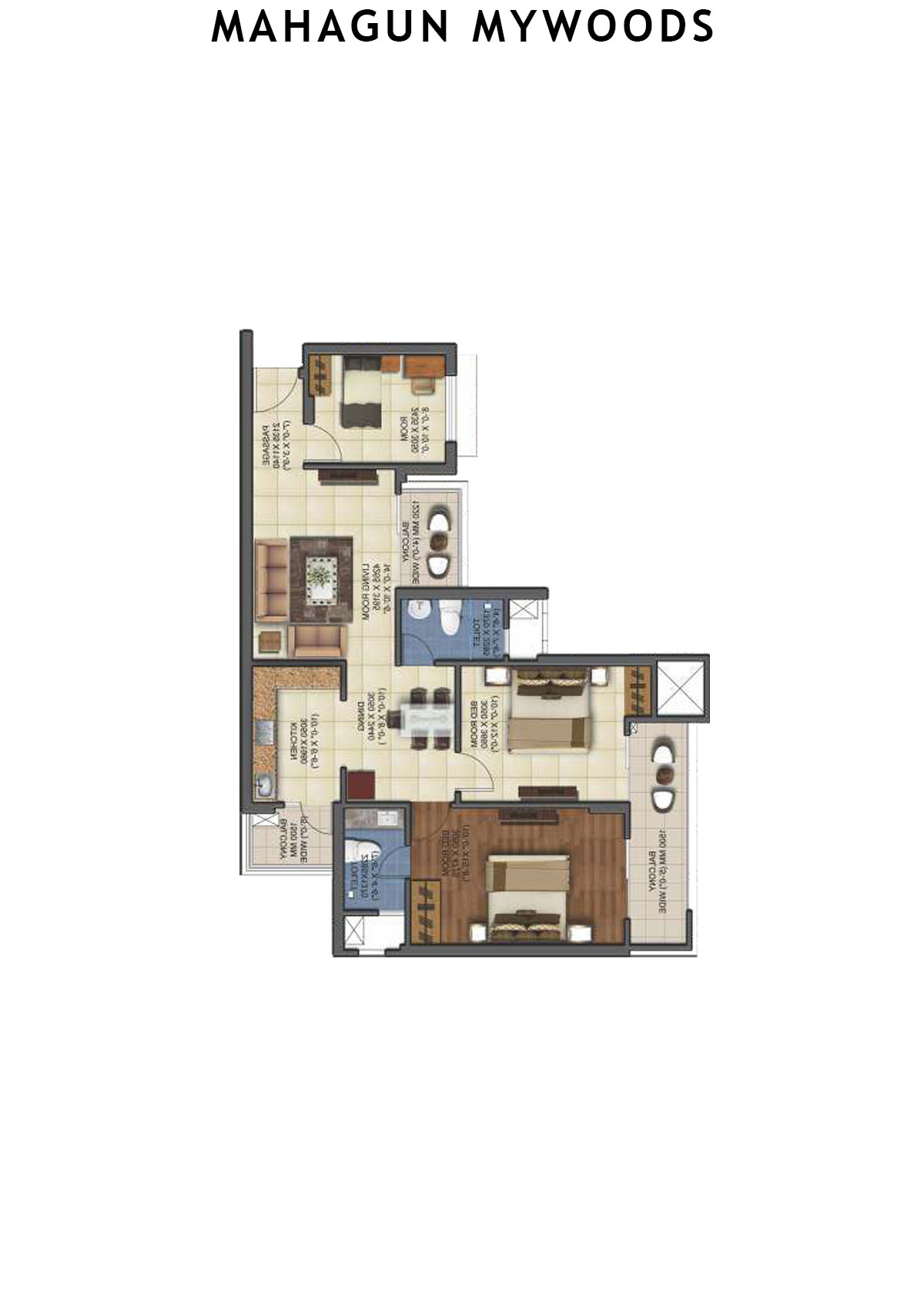 Mahagun Mywoods Aspen Unit 139 (Type  HIG-1) Floor Plan