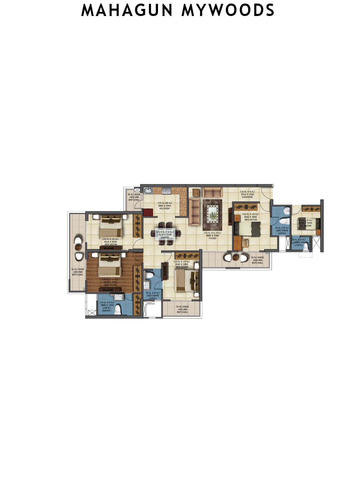 Mahagun Mywoods Aspen Unit 141 (Type  SHIG-1) Floor Plan