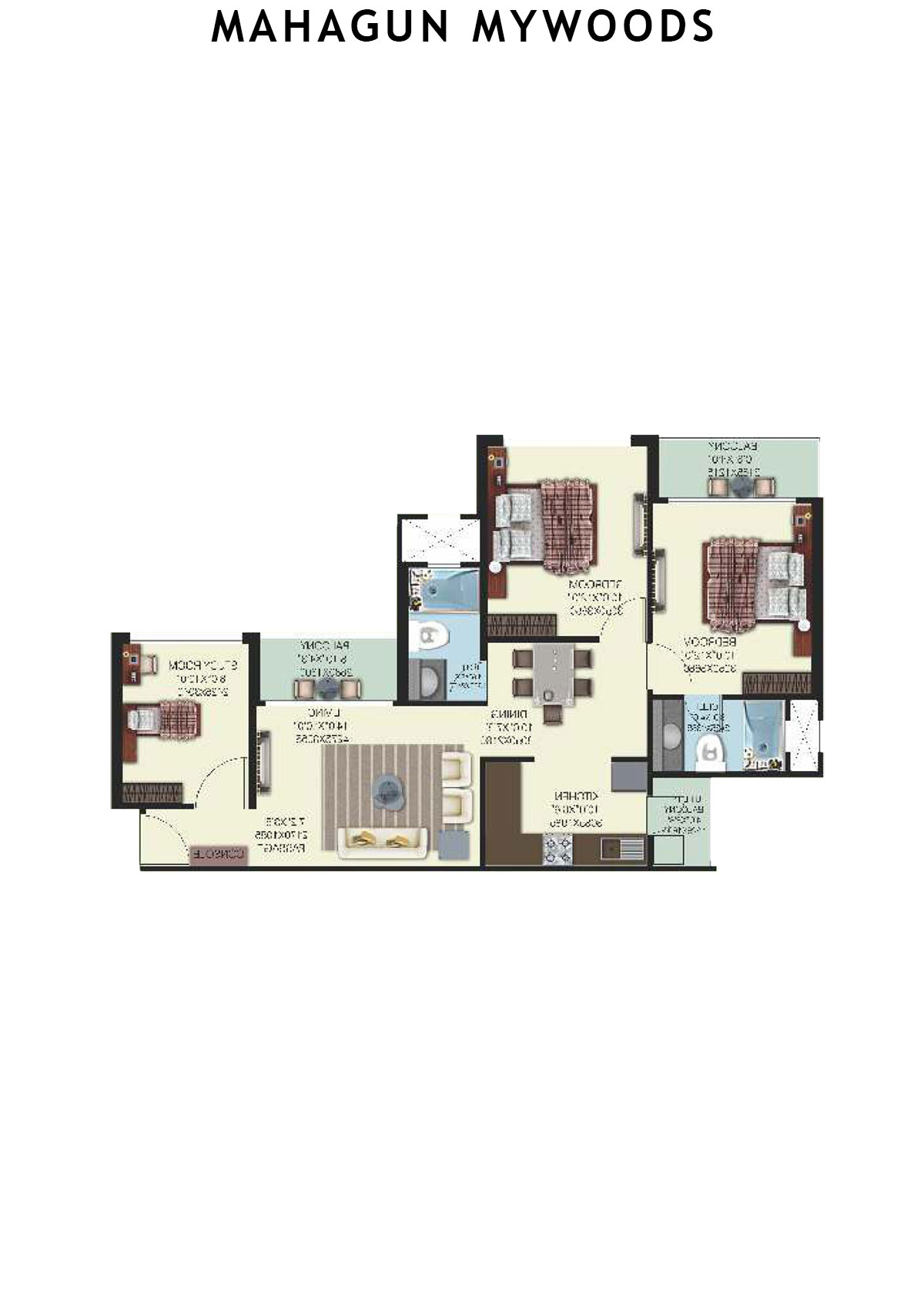 Mahagun Mywoods Camphor Unit 90 (Type  MIG-2) Floor Plan