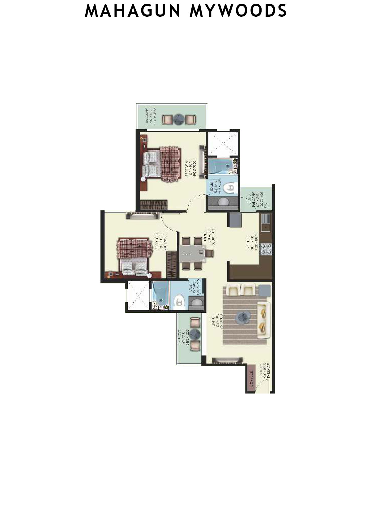 Mahagun Mywoods Camphor Unit 96 (Type  MIG-1) Floor Plan