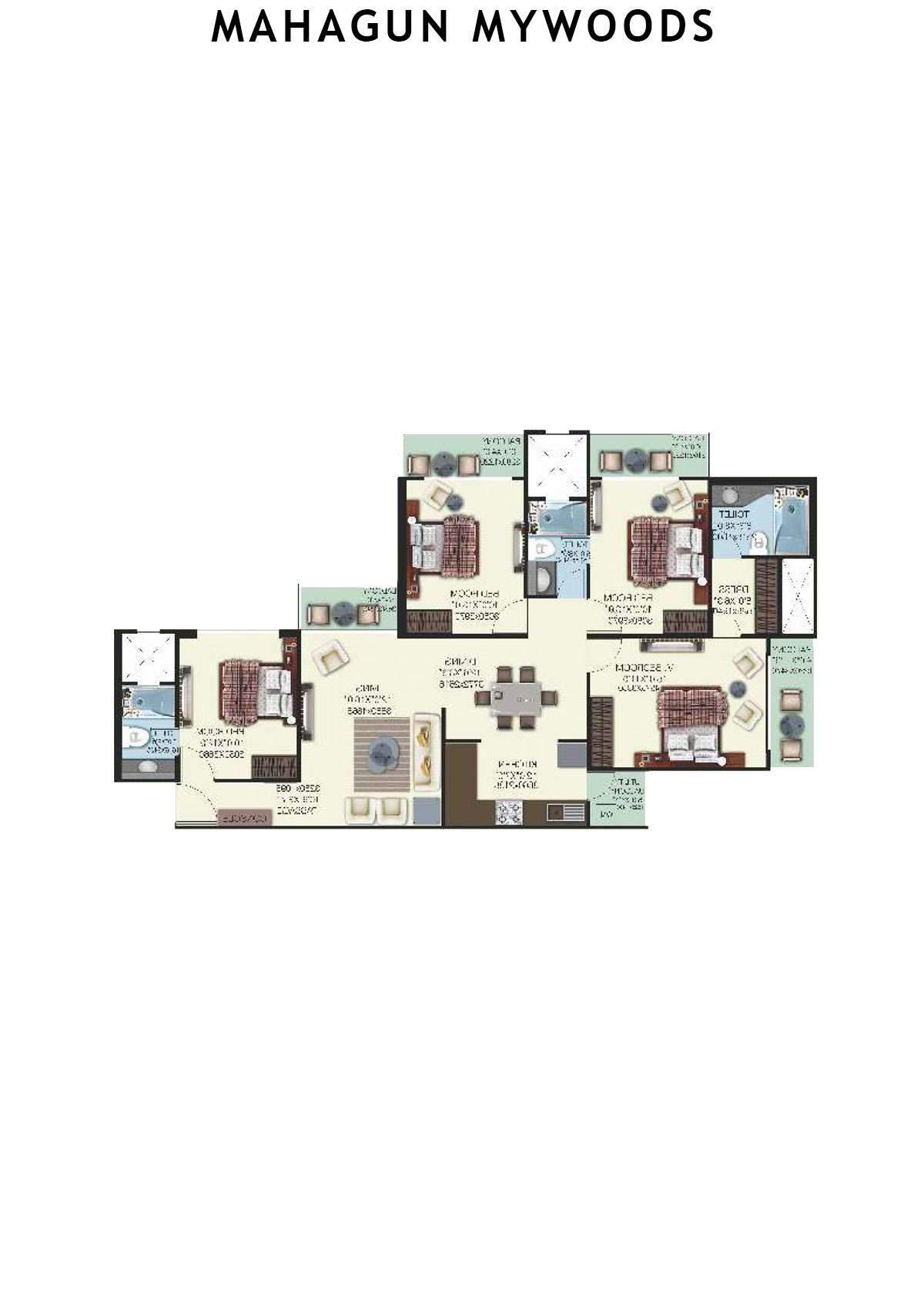 Mahagun Mywoods Ebony Unit 98 (Type  SHIG-1) Floor Plan