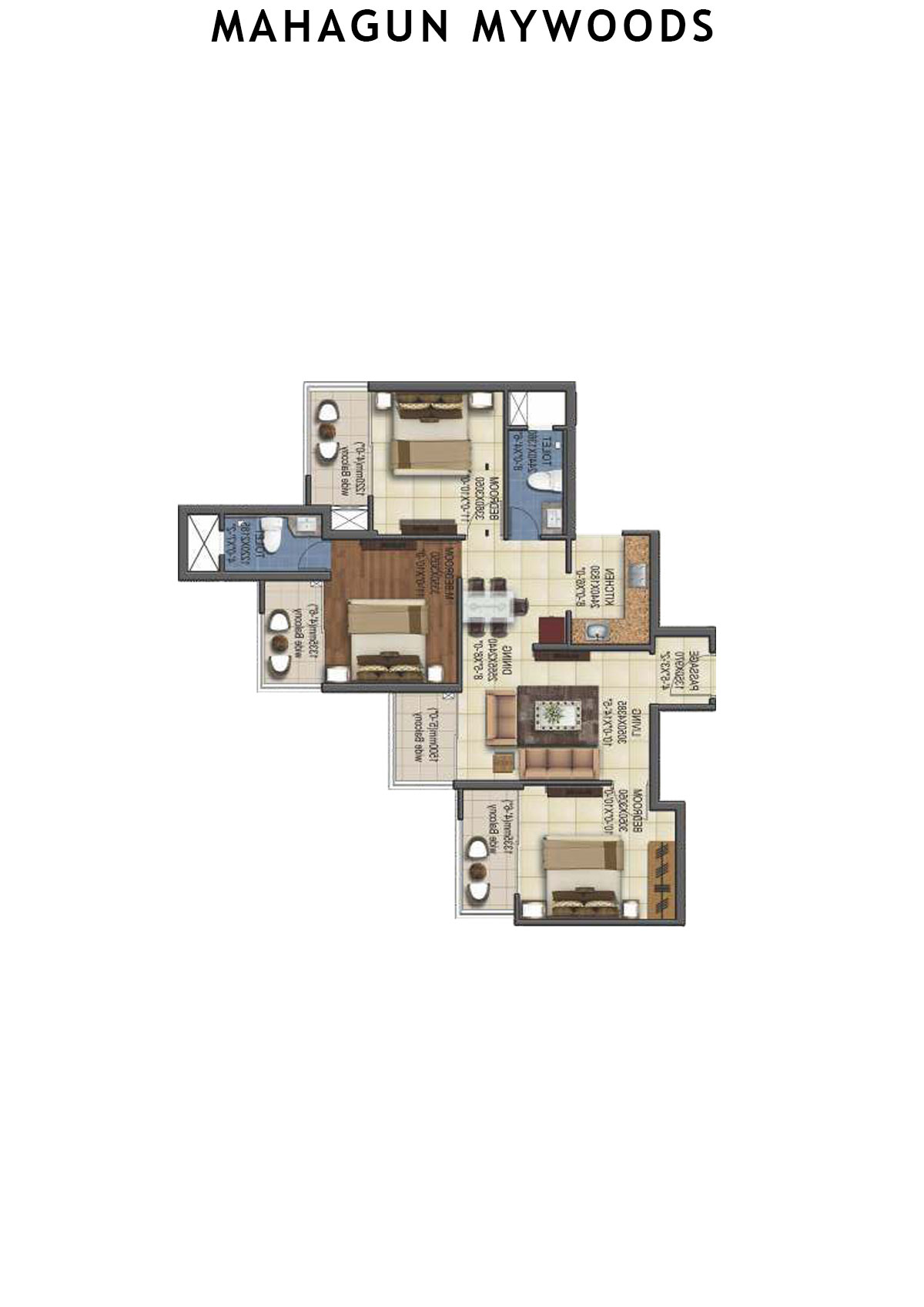 Mahagun Mywoods Laurel Unit 207 (Type  HIG-1) Floor Plan