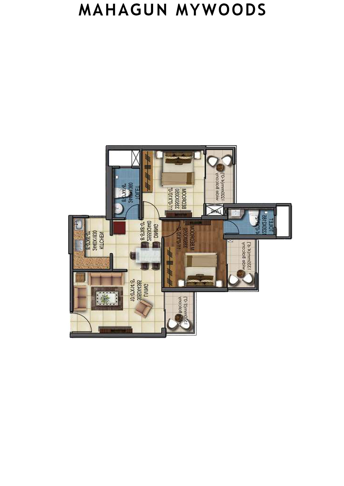 Mahagun Mywoods Laurel Unit 209 (Type  MIG-1) Floor Plan