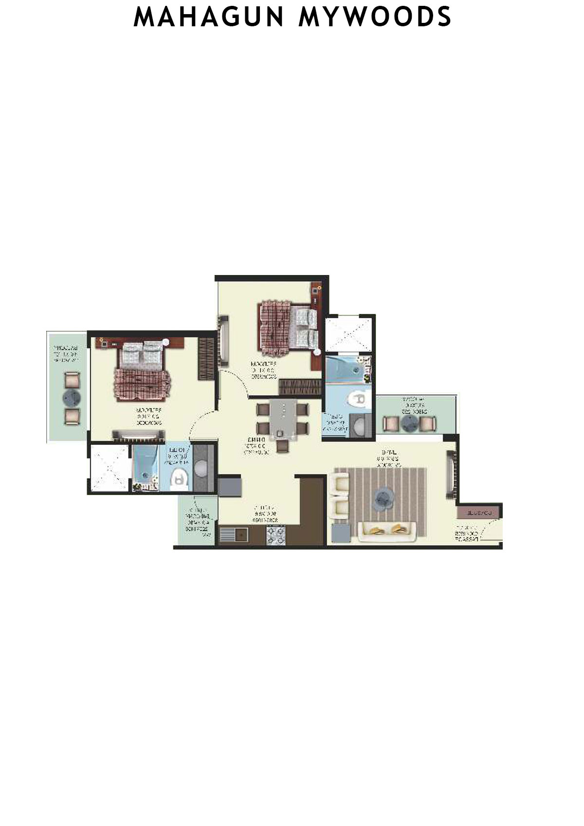 Mahagun Mywoods Mahogany Unit 81 (Type  MIG-1) Floor Plan