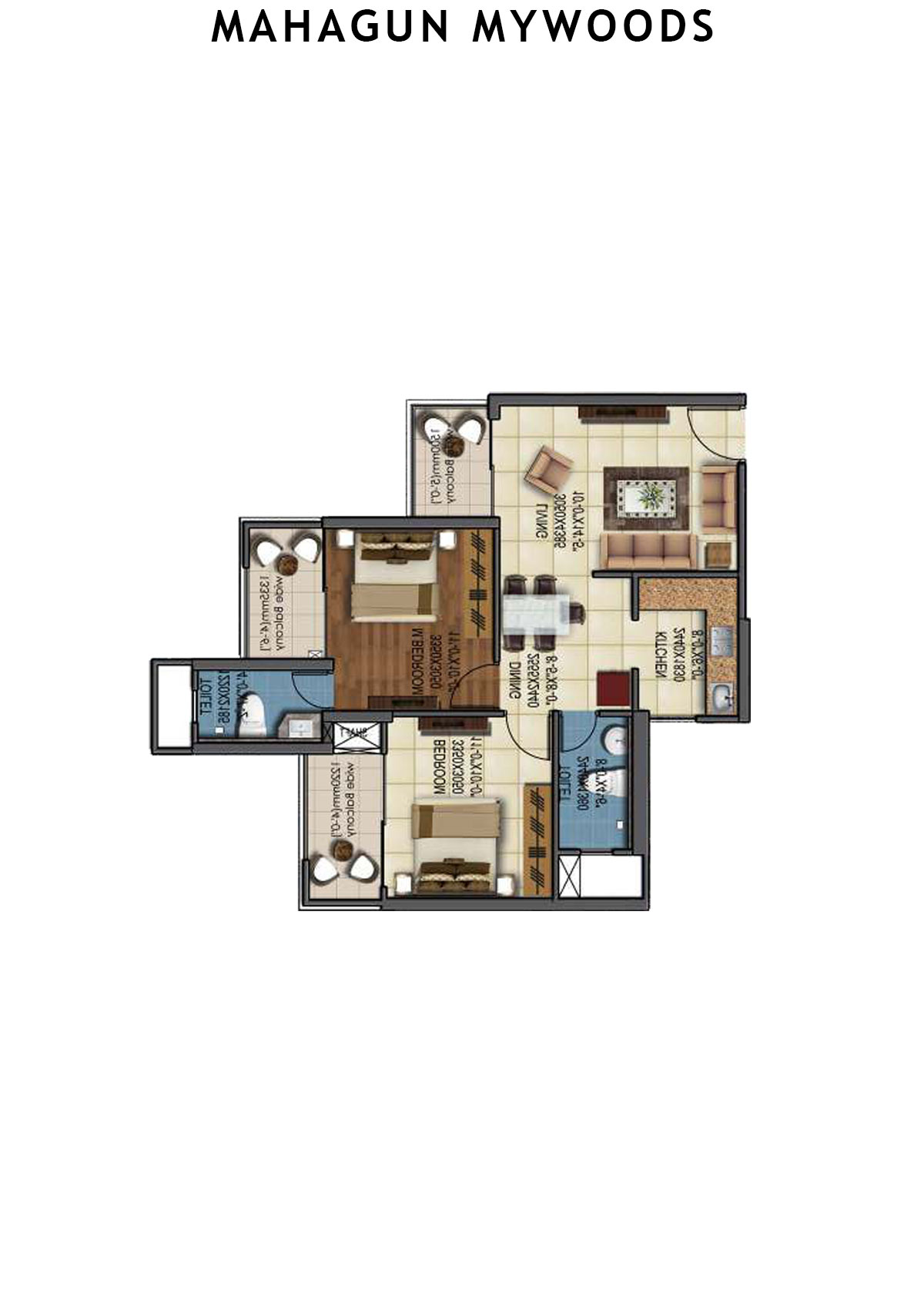 Mahagun Mywoods Mangrove Unit 179 (Type  MIG-1) Floor Plan
