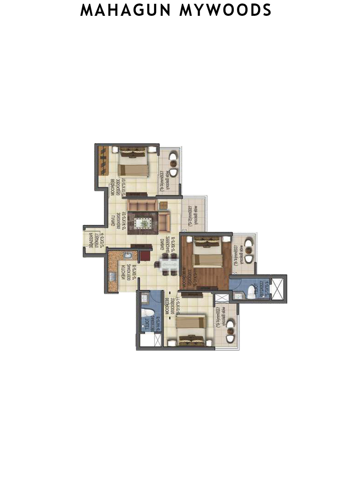 Mahagun Mywoods Mangrove Unit 183 (Type  HIG-1) Floor Plan