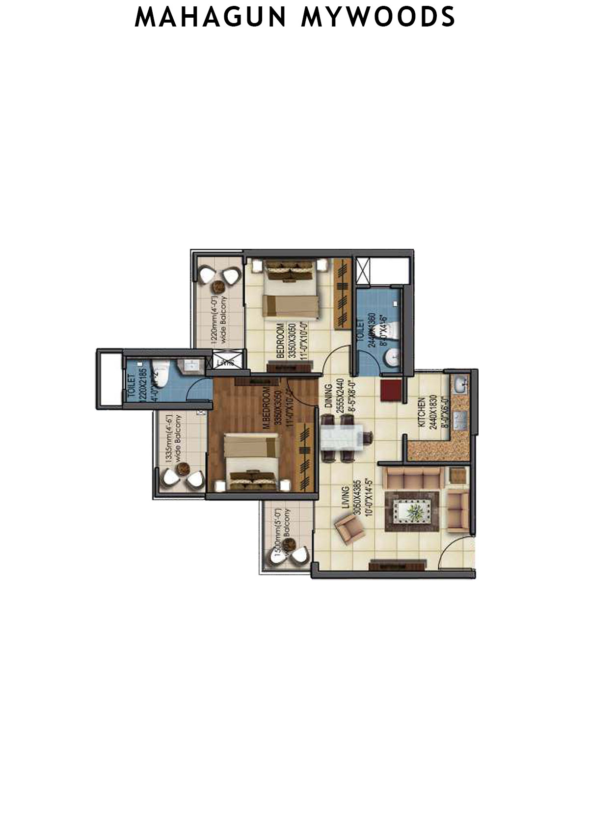 Mahagun Mywoods Mangrove Unit 186 (Type  MIG-1) Floor Plan