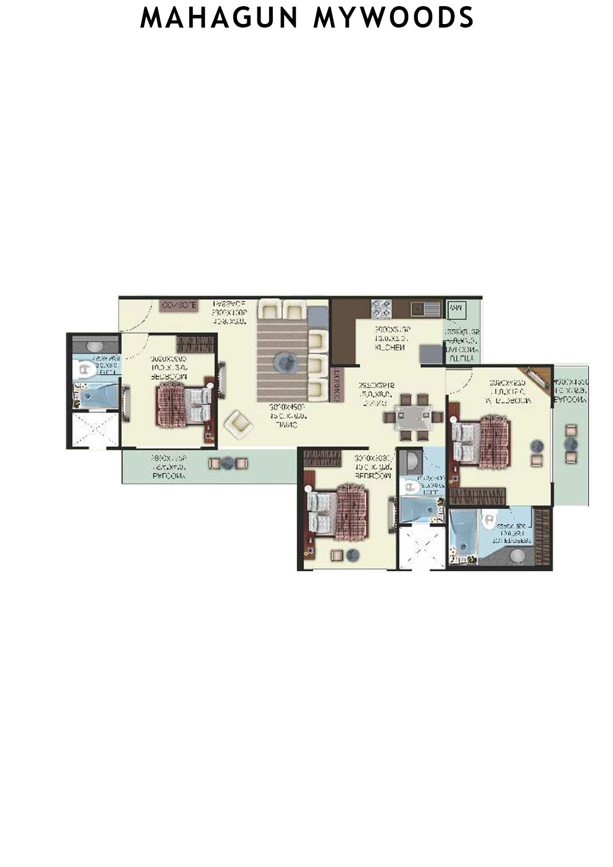 Mahagun Mywoods OakWood Unit 27 (Type  HIG-3) Floor Plan