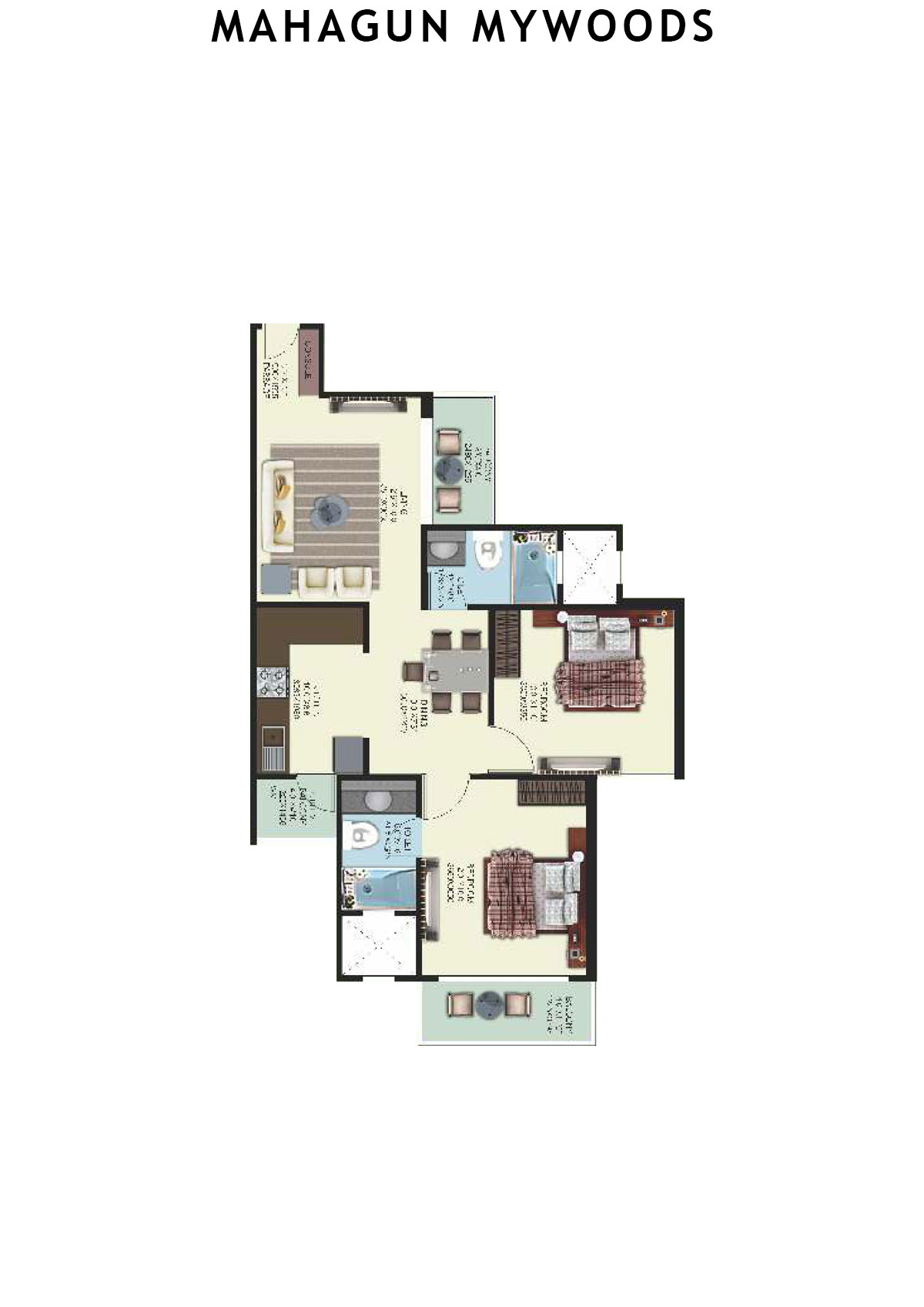 Mahagun Mywoods OakWood Unit 28 (Type  MIG1) Floor Plan