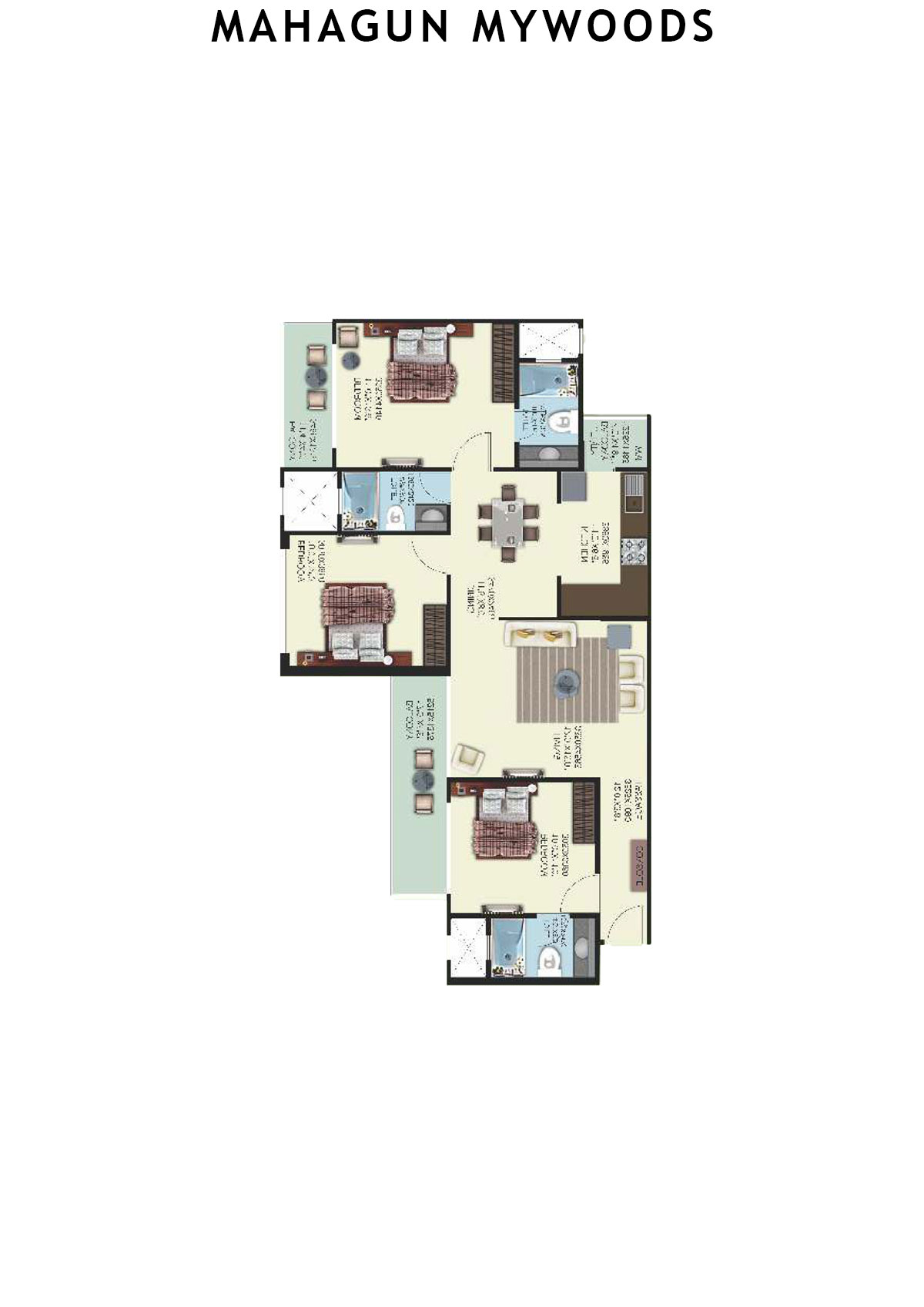 Mahagun Mywoods Tower Palm Unit 127 (Type  HIG-2) Floor Plan