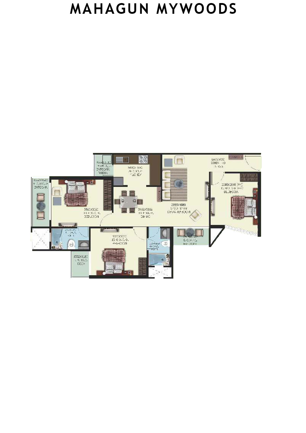 Mahagun Mywoods Tower Pine Unit 24 (Type  HIG-1) Floor Plan