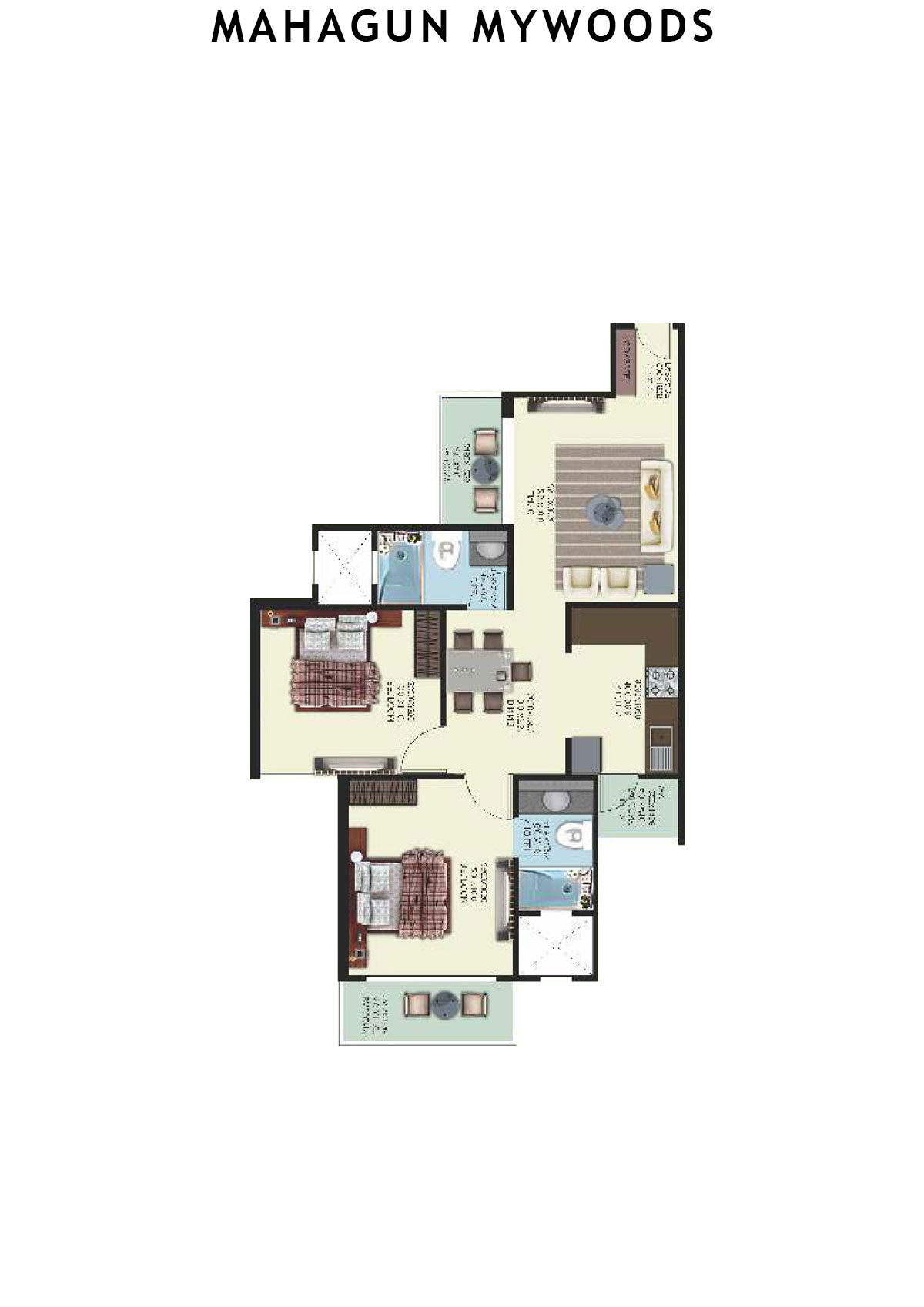 Mahagun Mywoods RoseWood Unit 37 (Type  MIG-1) Floor Plan