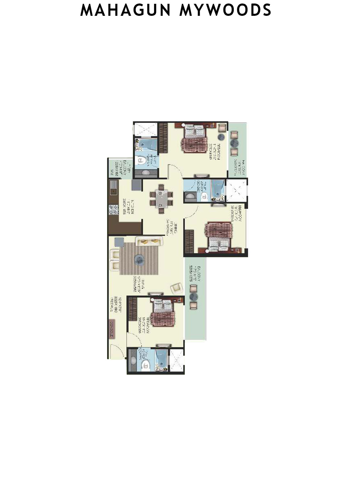 Mahagun Mywoods Walnut Unit 10 (Type  HIG-2) Floor Plan
