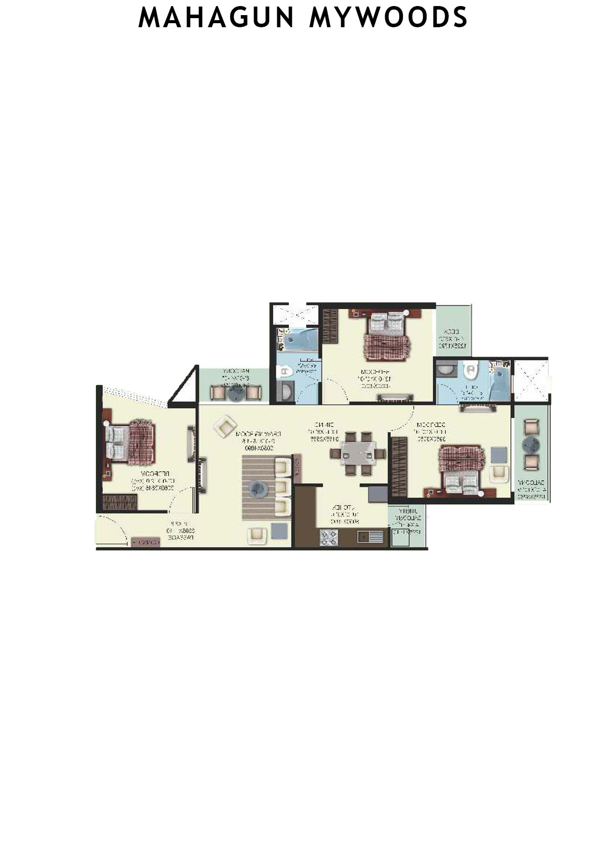 Mahagun Mywoods Walnut Unit 11 (Type  HIG-1) Floor Plan