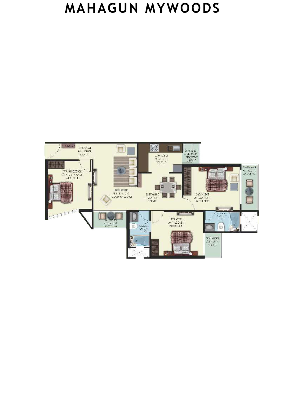 Mahagun Mywoods Walnut Unit 12 (Type  HIG-1) Floor Plan
