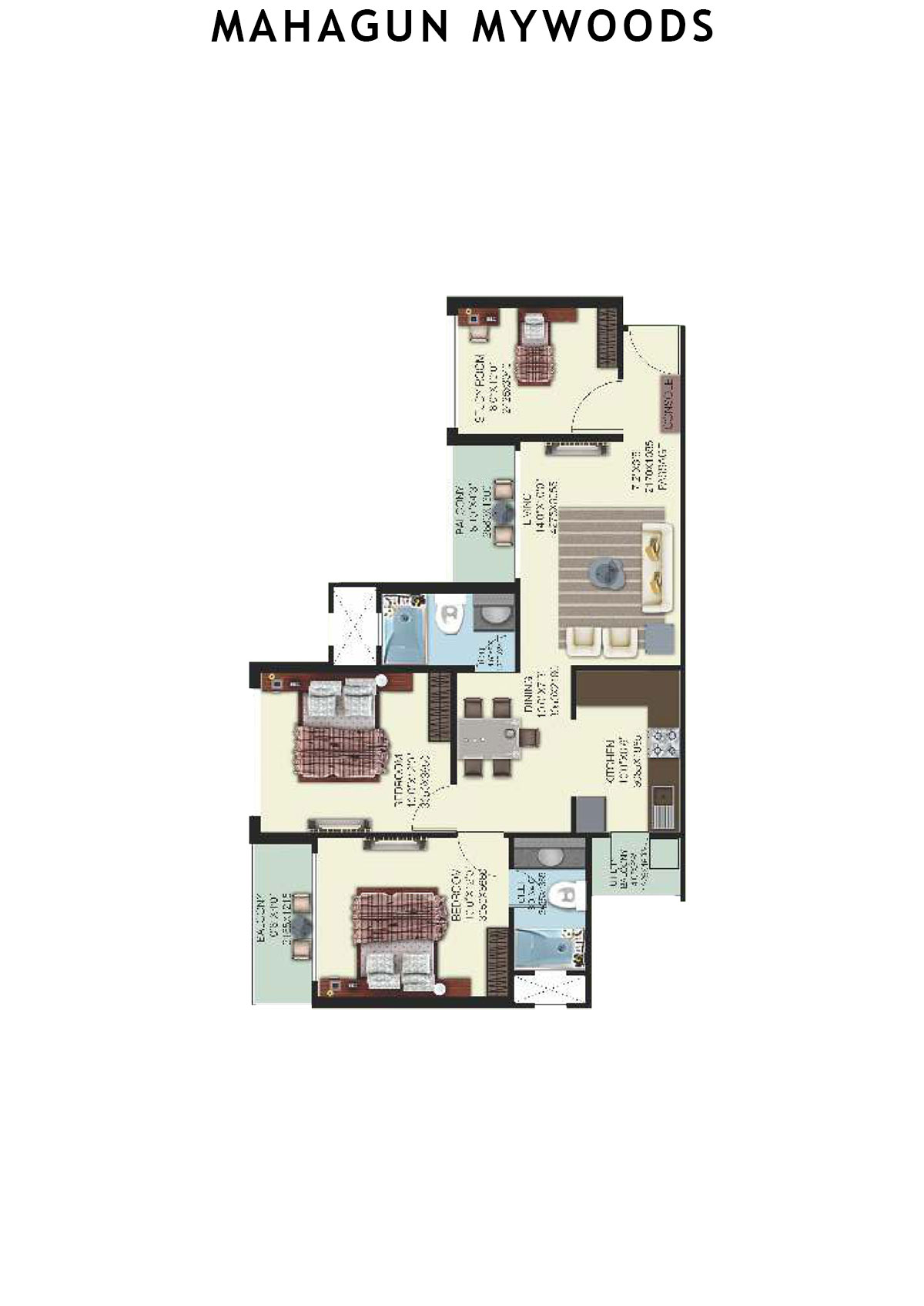Mahagun Mywoods Walnut Unit 13 (Type  MIG-2) Floor Plan