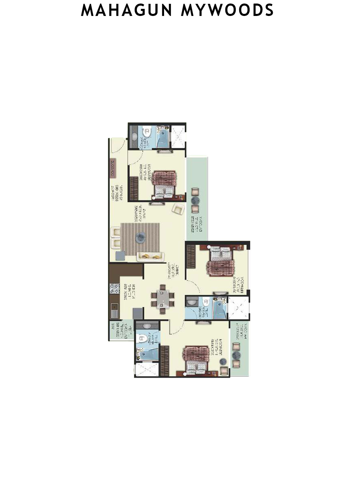 Mahagun Mywoods Walnut Unit 14 (Type  HIG-2) Floor Plan