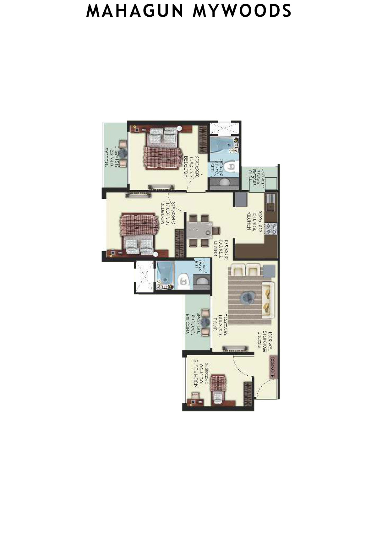 Mahagun Mywoods Walnut Unit 9 (Type  MIG-2) Floor Plan