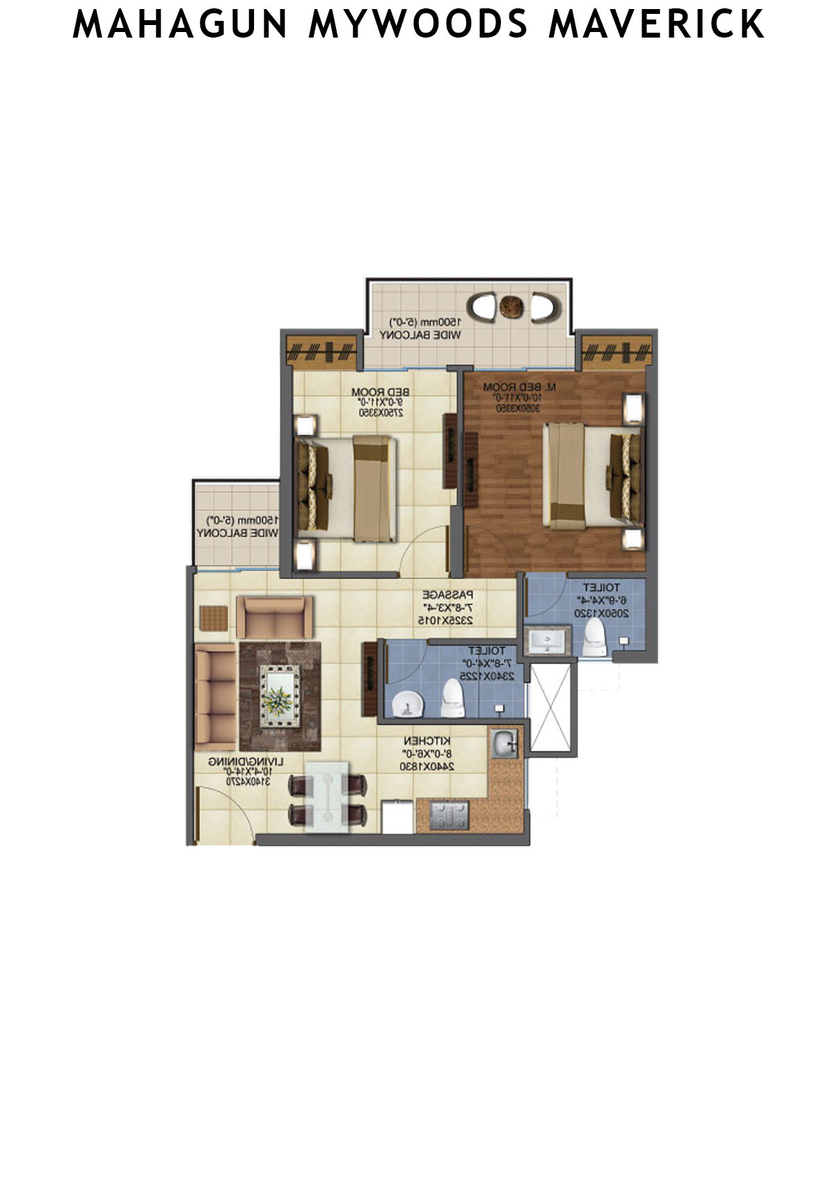 Mahagun Mywoods Maverick Wing 10 Unit 237 (Type MIG-1A) Floor Plan